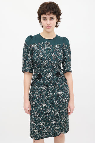 Marc Jacobs Teal 
Multi Paisley Midi Dress