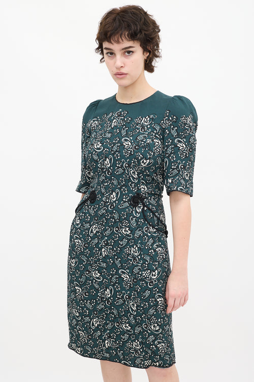 Marc Jacobs Teal 
Multi Paisley Midi Dress