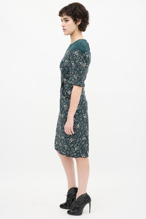 Marc Jacobs Teal 
Multi Paisley Midi Dress