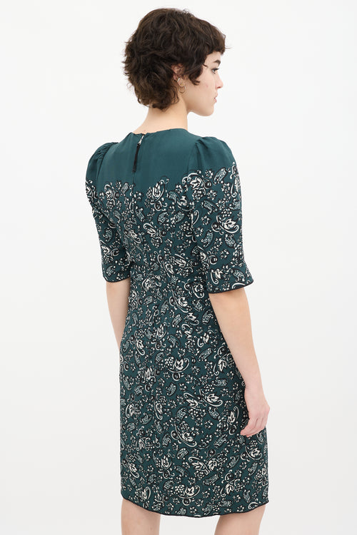 Marc Jacobs Teal 
Multi Paisley Midi Dress