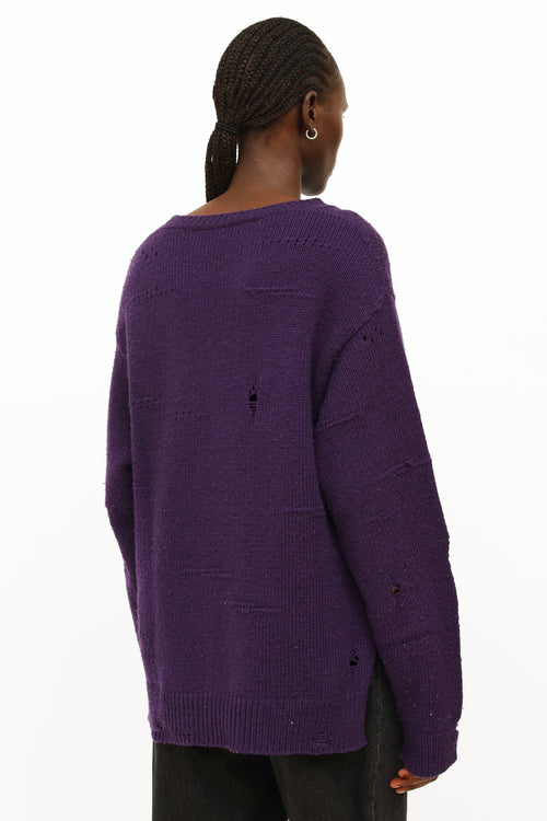 Marc Jacobs Purple 
Pink Distressed Knit Sweater