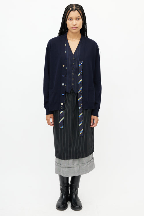 Marc Jacobs Navy Embellished Wool Cardigan