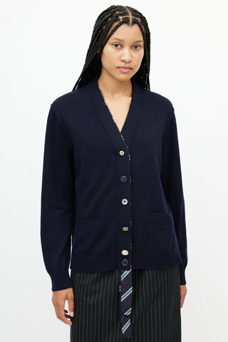 Marc Jacobs Navy Embellished Wool Cardigan