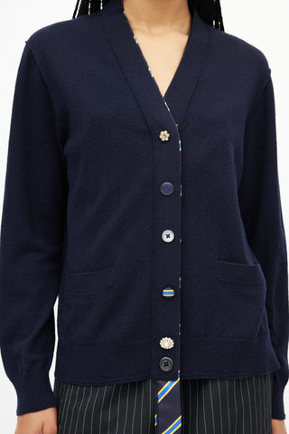 Marc Jacobs Navy Embellished Wool Cardigan