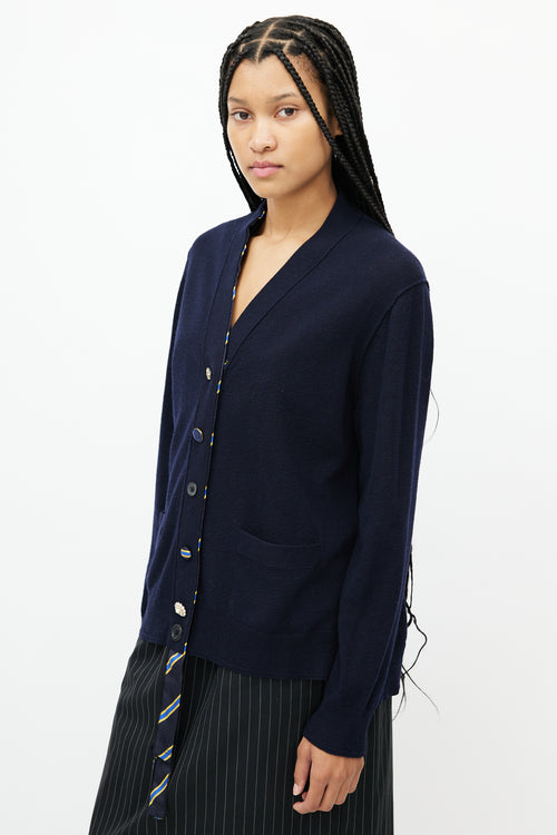 Marc Jacobs Navy Embellished Wool Cardigan