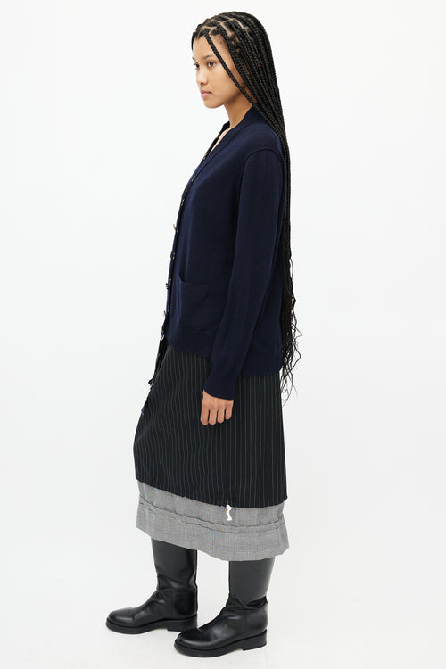 Marc Jacobs Navy Embellished Wool Cardigan