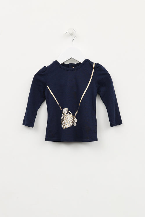 Marc Jacobs Kids Navy Graphic Print Top