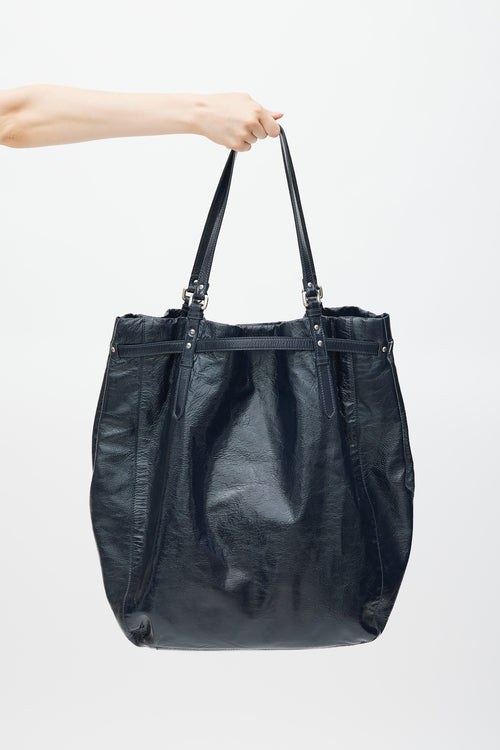 Marc Jacobs Navy 
Silver Patent Leather Tote