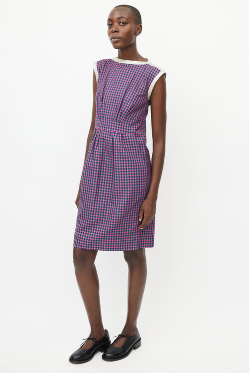 Marc Jacobs Pink 
Multicolour Metallic Plaid Dress