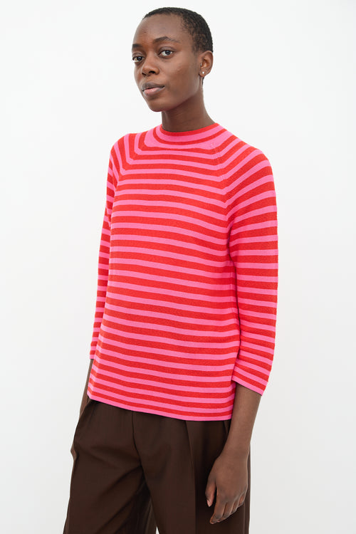  Pink Red Striped Sweater