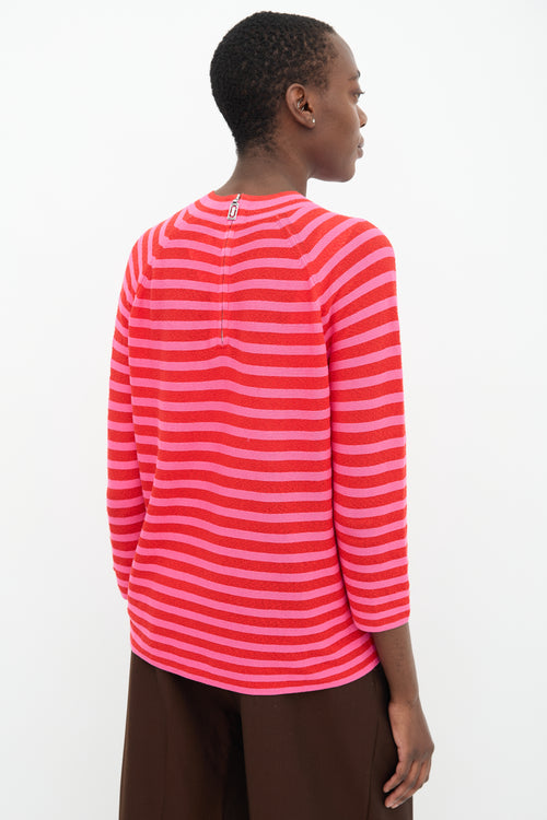  Pink Red Striped Sweater