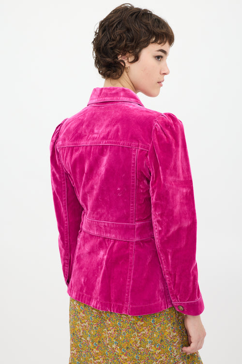 Marc Jacobs Pink Velvet Jean Shirt Jacket