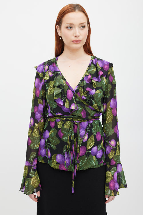 Marc Jacobs Redux Grunge 1993/2018 Black 
Multicolour Printed Wrap Top