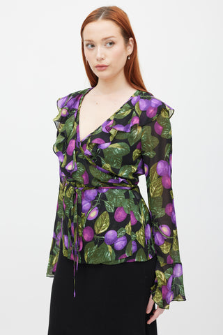 Marc Jacobs Redux Grunge 1993/2018 Black 
Multicolour Printed Wrap Top