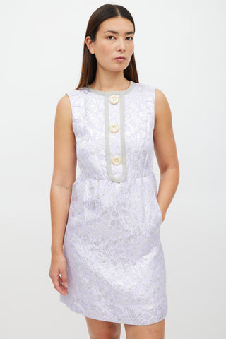 Marc Jacobs Purple 
Silver Floral Jacquard Dress