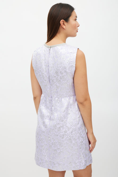 Marc Jacobs Purple 
Silver Floral Jacquard Dress