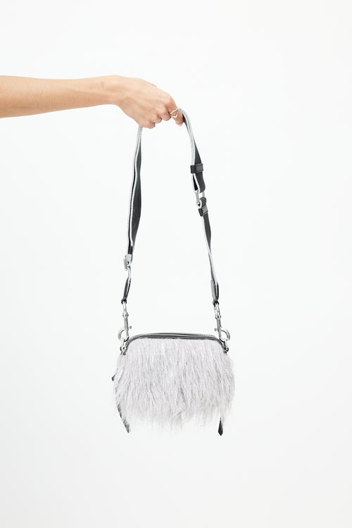 Marc Jacobs Grey Faux Fur Creature Snapshot Crossbody Bag