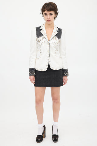 Marc Jacobs White 
Black Studded Denim Jacket