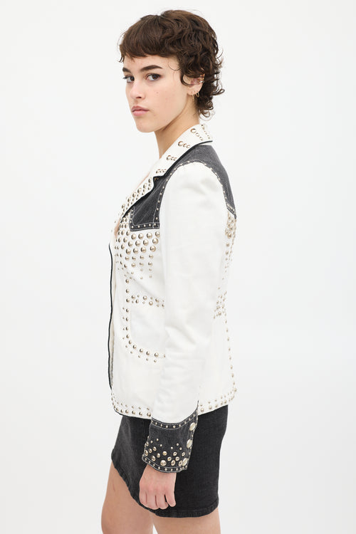 Marc Jacobs White 
Black Studded Denim Jacket