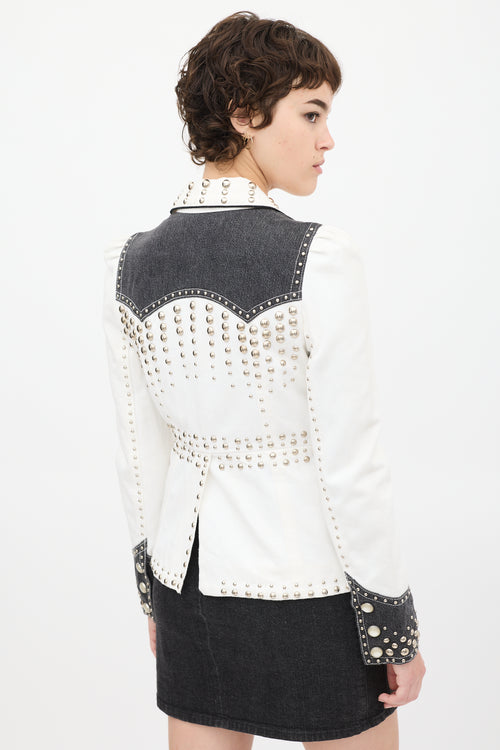 Marc Jacobs White 
Black Studded Denim Jacket