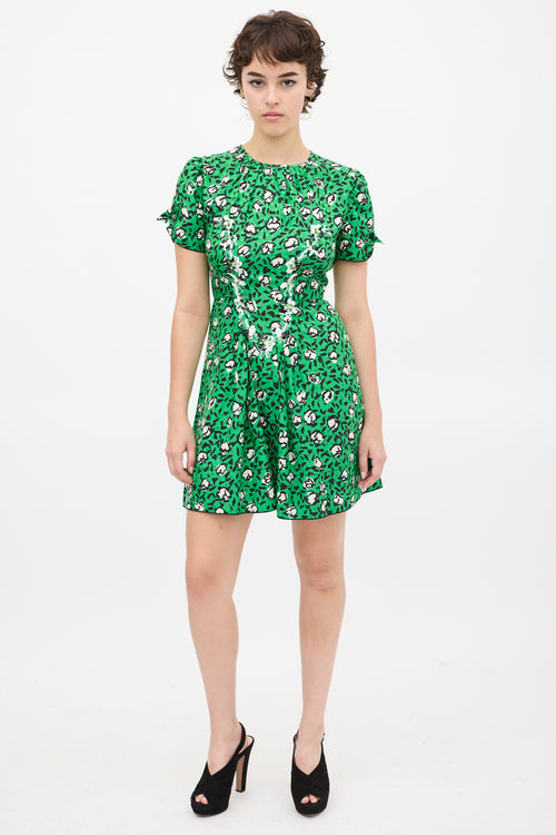 Marc Jacobs X Sofia Coppola Green 
Black Silk The 40
s Floral Dress