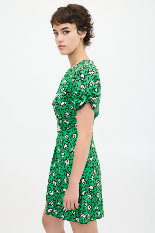 Marc Jacobs X Sofia Coppola Green 
Black Silk The 40
s Floral Dress