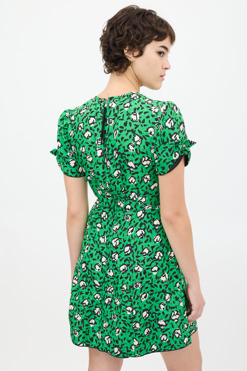 Marc Jacobs X Sofia Coppola Green 
Black Silk The 40
s Floral Dress