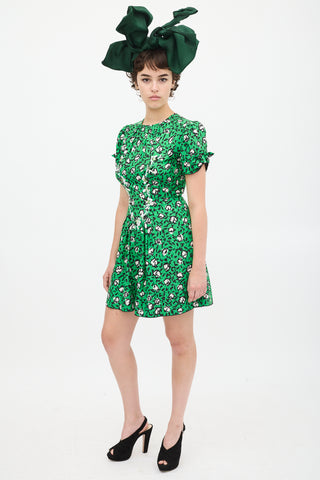 Marc Jacobs X Sofia Coppola Green 
Black Silk The 40
s Floral Dress