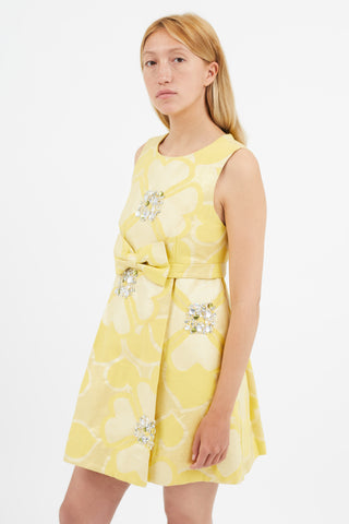 Marc Jacobs Yellow Brocade Embellished Dress