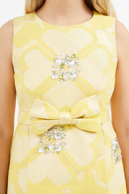 Marc Jacobs Yellow Brocade Embellished Dress