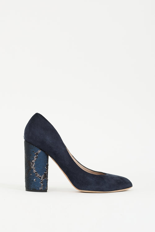 Marc Jacobs Navy Suede 
Sequin Pump