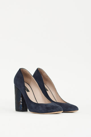 Marc Jacobs Navy Suede 
Sequin Pump