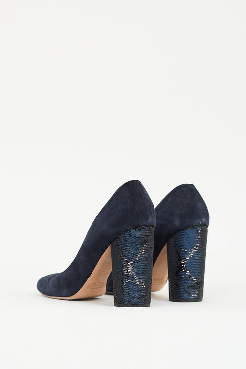 Marc Jacobs Navy Suede 
Sequin Pump