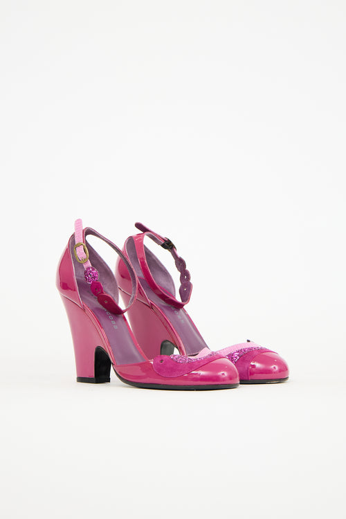 Marc Jacobs Purple Leather Embellished Pump