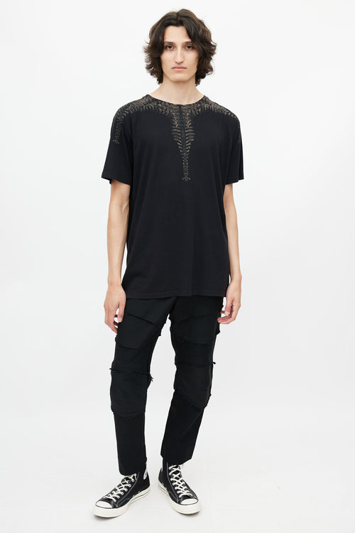 Marcelo Burlon Black 
Brown Skeleton Print T-Shirt