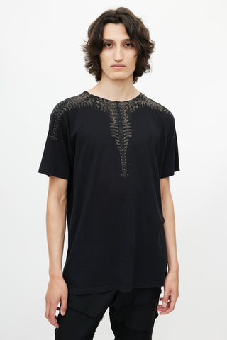 Marcelo Burlon Black 
Brown Skeleton Print T-Shirt