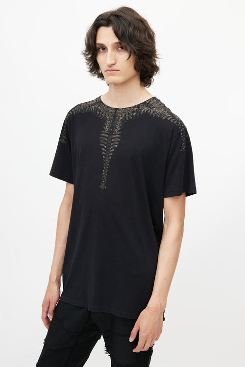 Marcelo Burlon Black 
Brown Skeleton Print T-Shirt