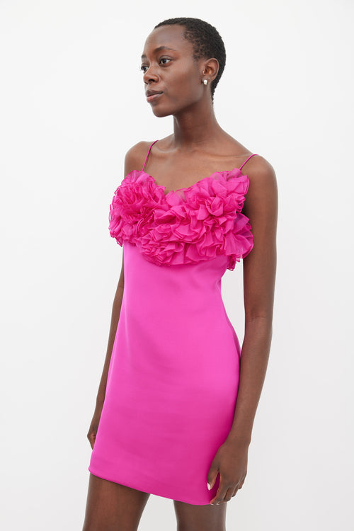 Marchesa Notte Purple Silk Ruffled Mini Dress