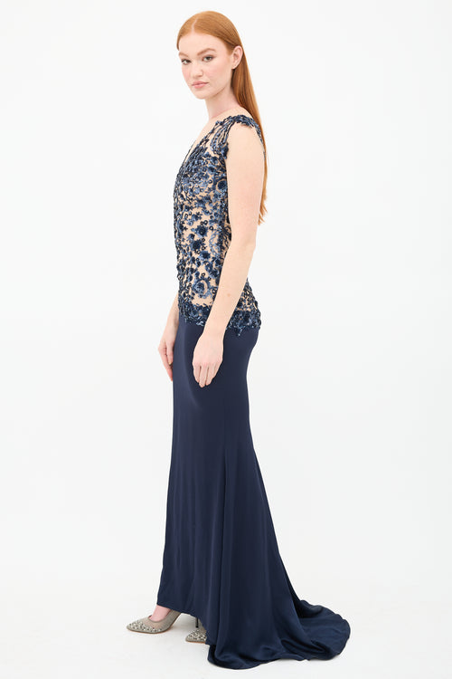 Marchesa Sequin Illusion Mermaid Gown