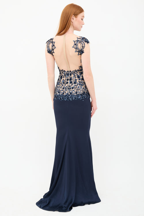 Marchesa Sequin Illusion Mermaid Gown