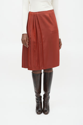 Marco De Vincenzo Red Side Pleated Midi  Skirt