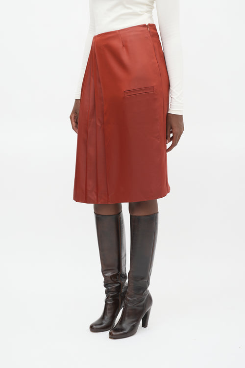 Marco De Vincenzo Red Side Pleated Midi  Skirt