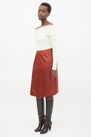 Marco De Vincenzo Red Side Pleated Midi  Skirt