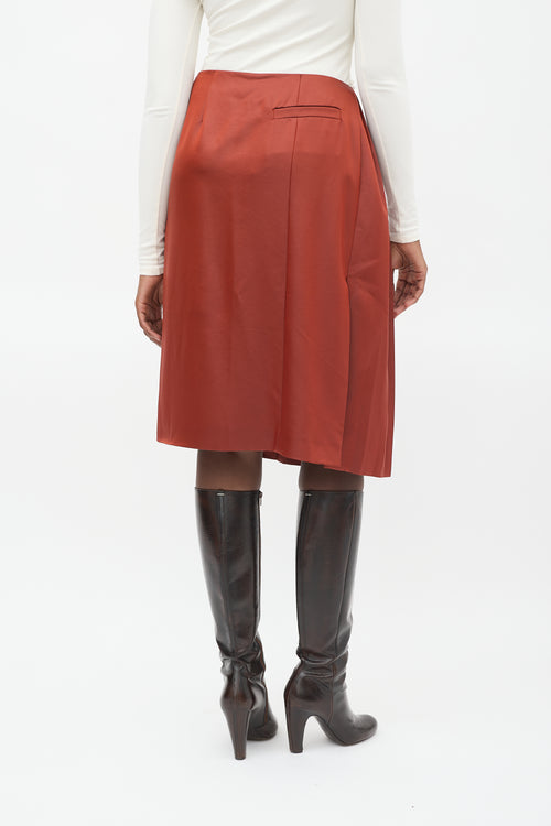 Marco De Vincenzo Red Side Pleated Midi  Skirt