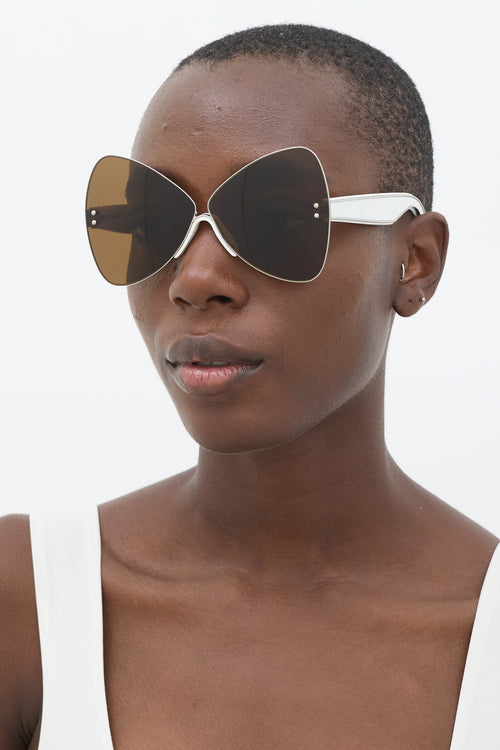 Marco de Vincenzo White 
Silver SDR075 Angular Sunglasses