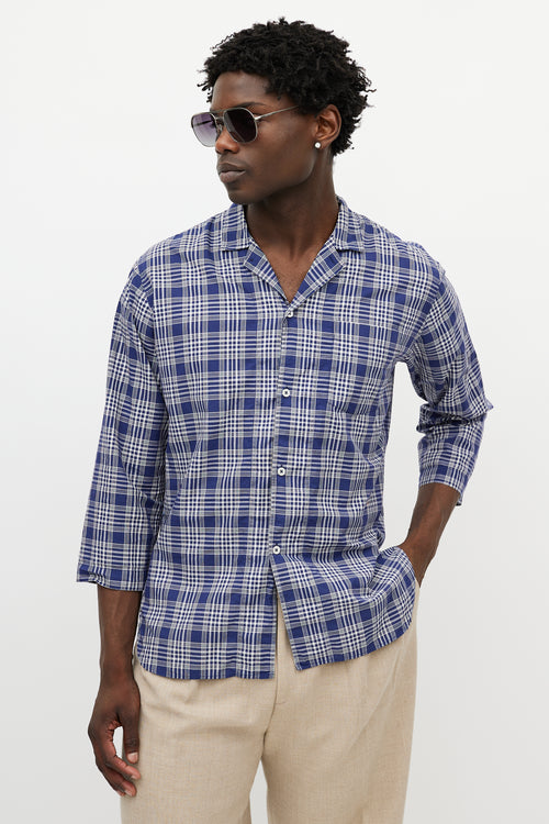 Margaret Howell Blue 
White Plaid Shirt