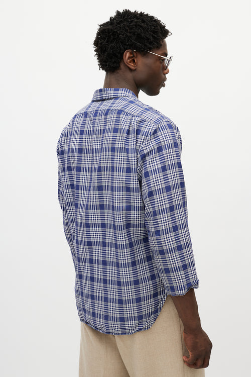 Margaret Howell Blue 
White Plaid Shirt