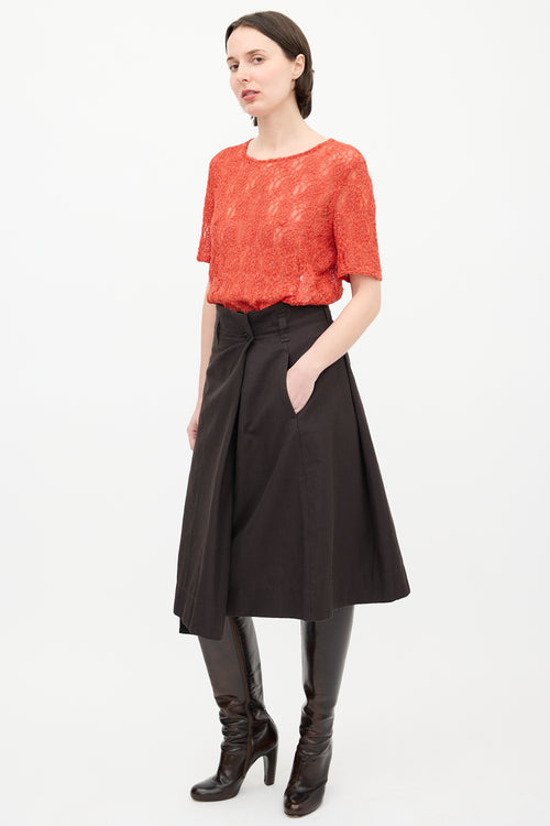 Margaret Howell Brown Wool Blend Wrap Skirt