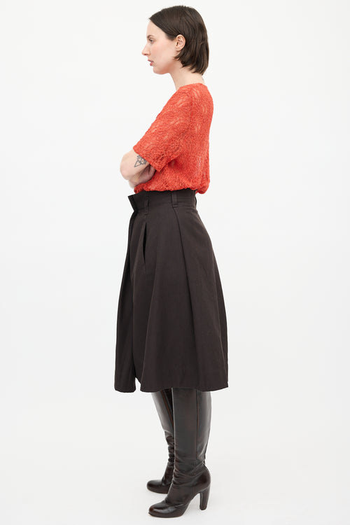 Margaret Howell Brown Wool Blend Wrap Skirt