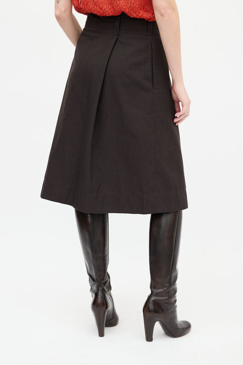 Margaret Howell Brown Wool Blend Wrap Skirt